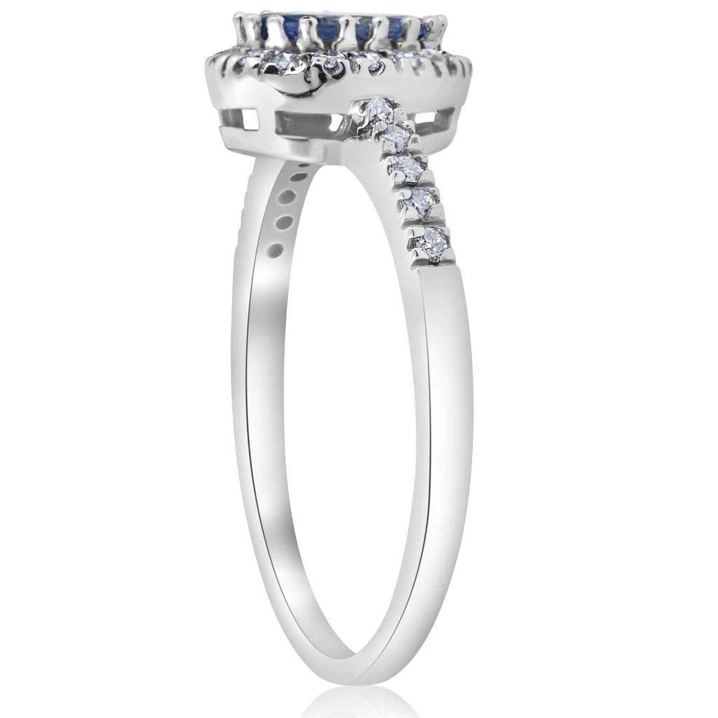 商品Pompeii3|Oval Tanzanite Halo Diamond Ring 10K White Gold,价格¥3508,第2张图片详细描述