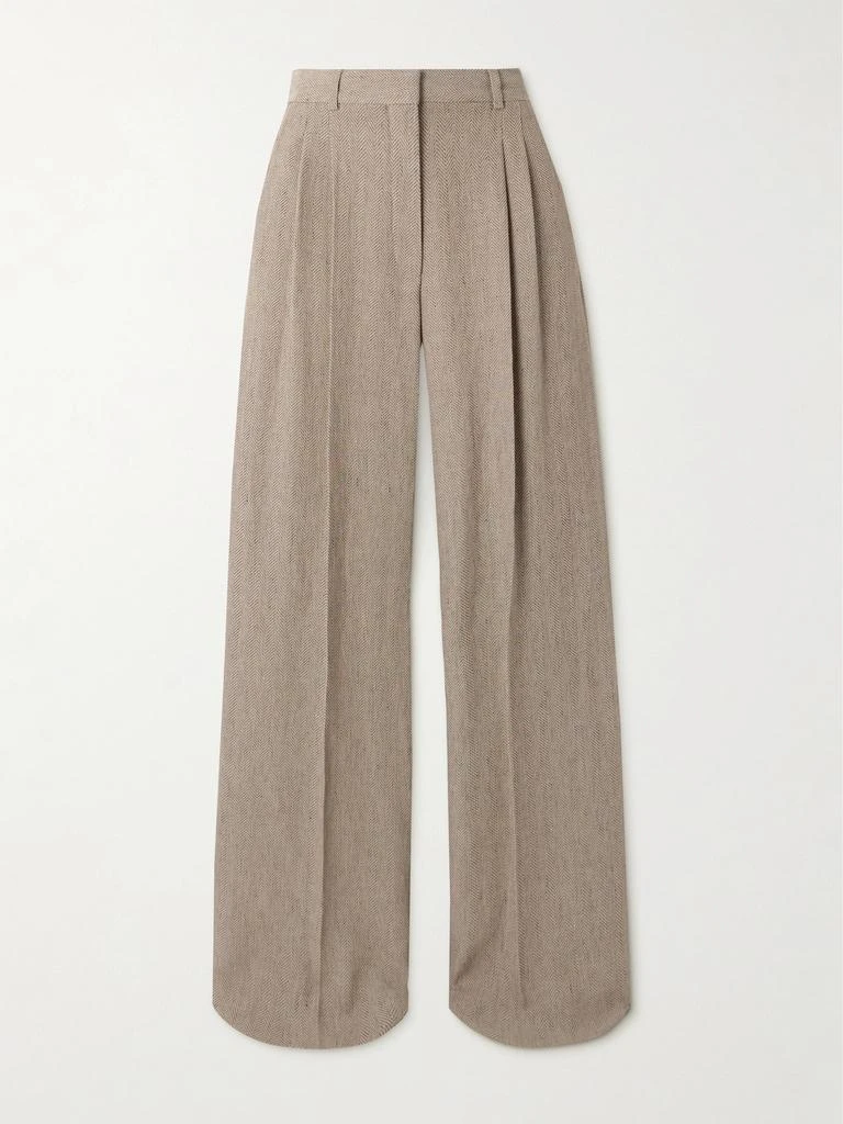 商品Loro Piana|Nyack 褶裥人字纹亚麻阔腿裤  - IT44,价格¥15540,第1张图片