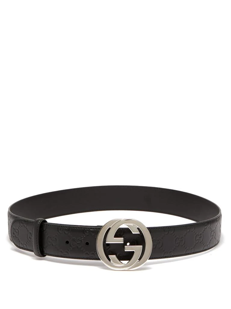 商品Gucci|Signature GG-logo leather belt,价格¥4038,第4张图片详细描述
