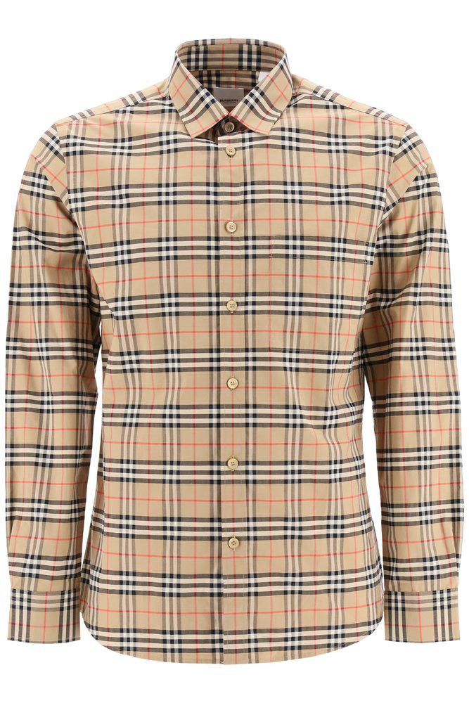 Burberry Checked Long-Sleeve Shirt商品第1张图片规格展示