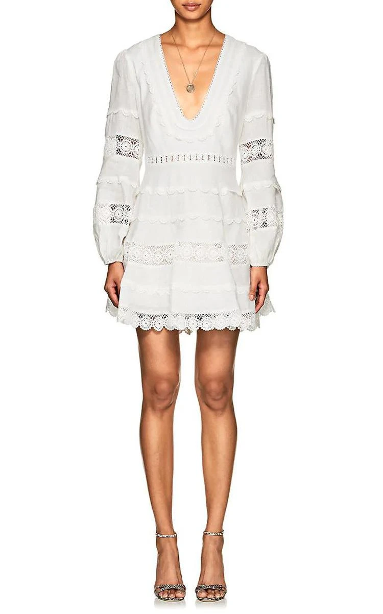 商品Zimmermann|Castile Crochet-Inset Linen Minidress,价格¥3789,第1张图片