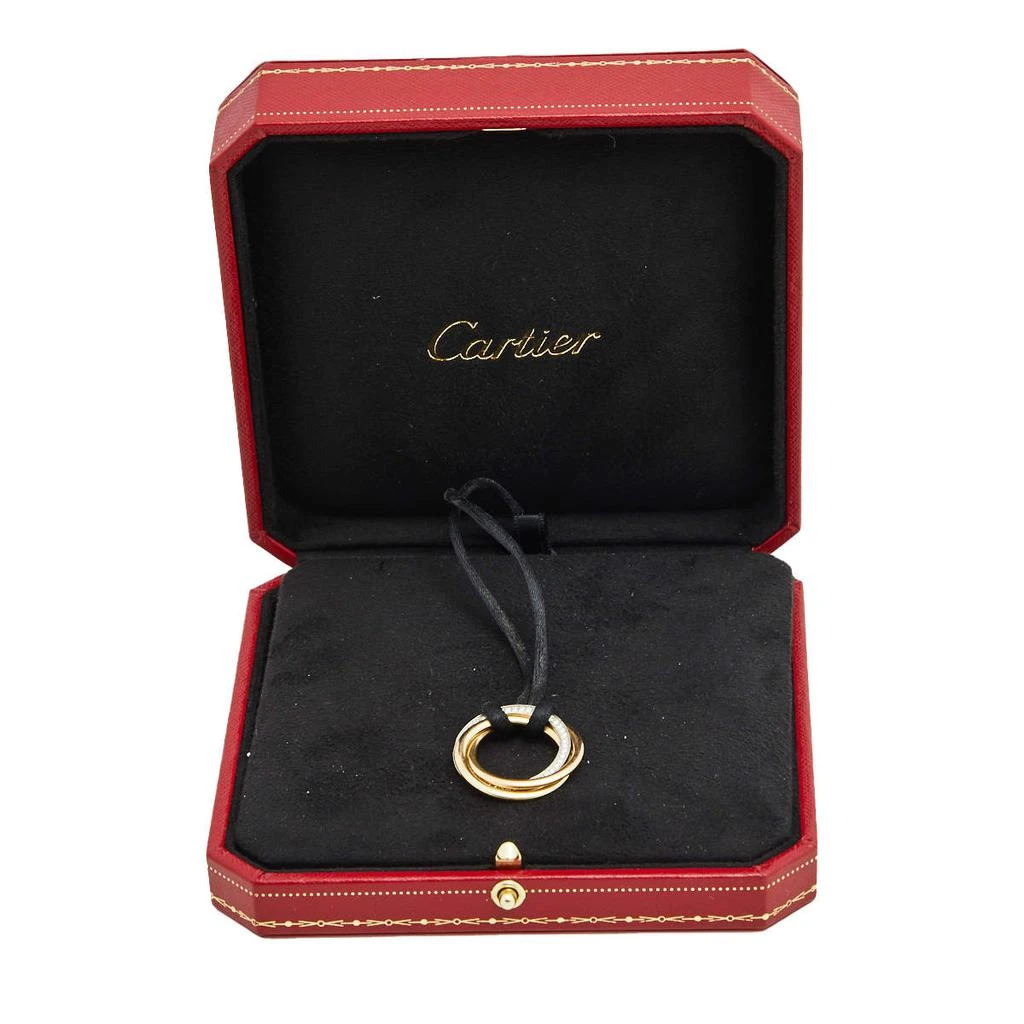 Cartier Trinity Diamond 18K Three Tone Gold  Black Cord Pendant Necklace 商品