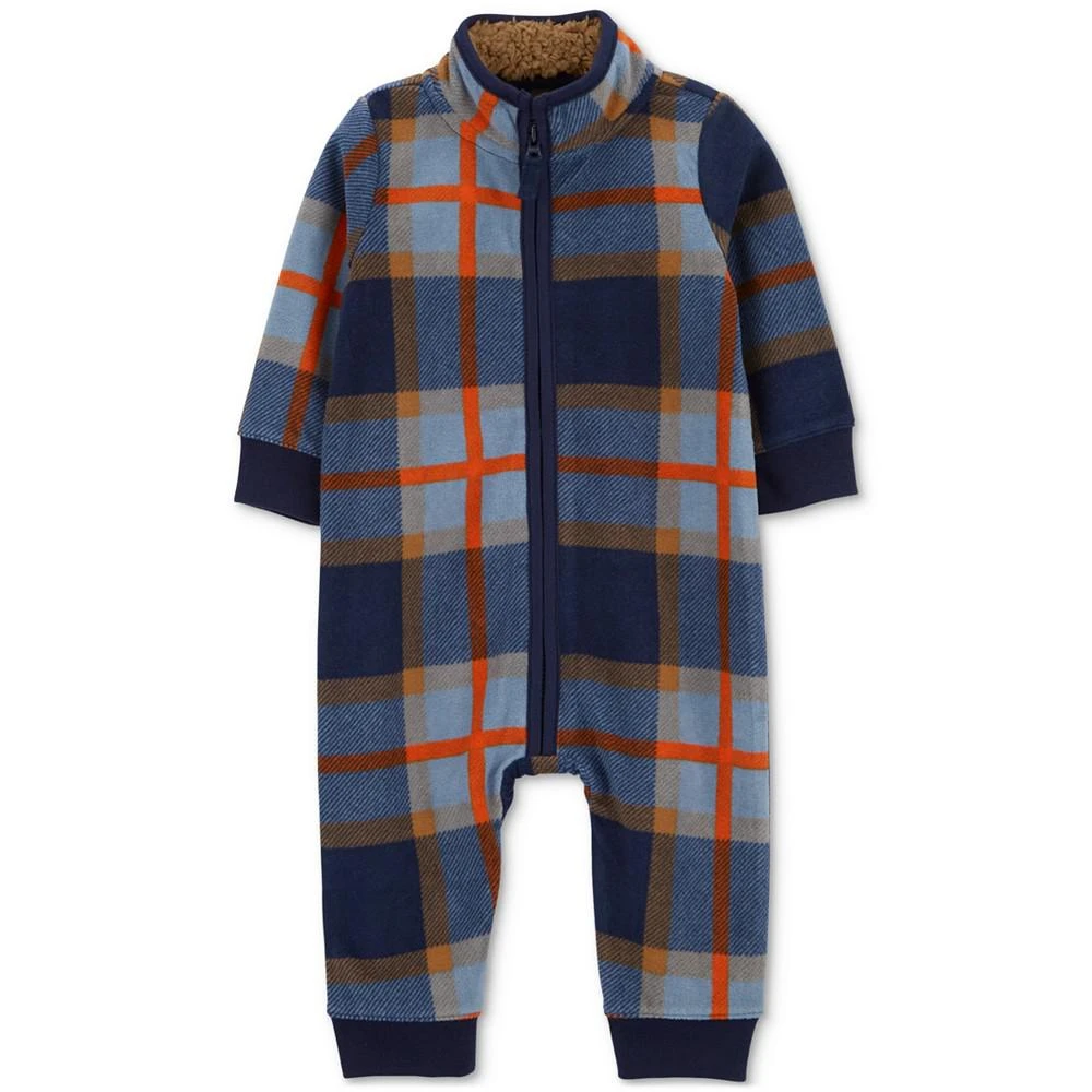 商品Carter's|Baby Boys Plaid Zip-Up Fleece Jumpsuit,价格¥184,第1张图片