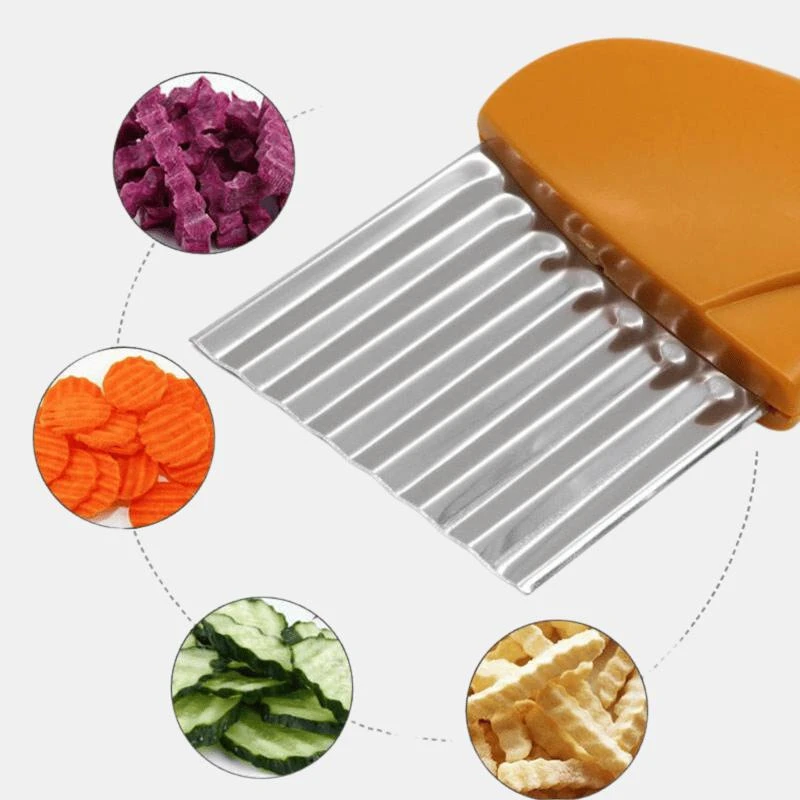 商品Vigor|Crinkle Cutter for Any Vegetable Potato Chip Cutter Stainless Steel Slicer French Fries Cutter Bulk 3 Sets 3 PACK,价格¥202,第1张图片