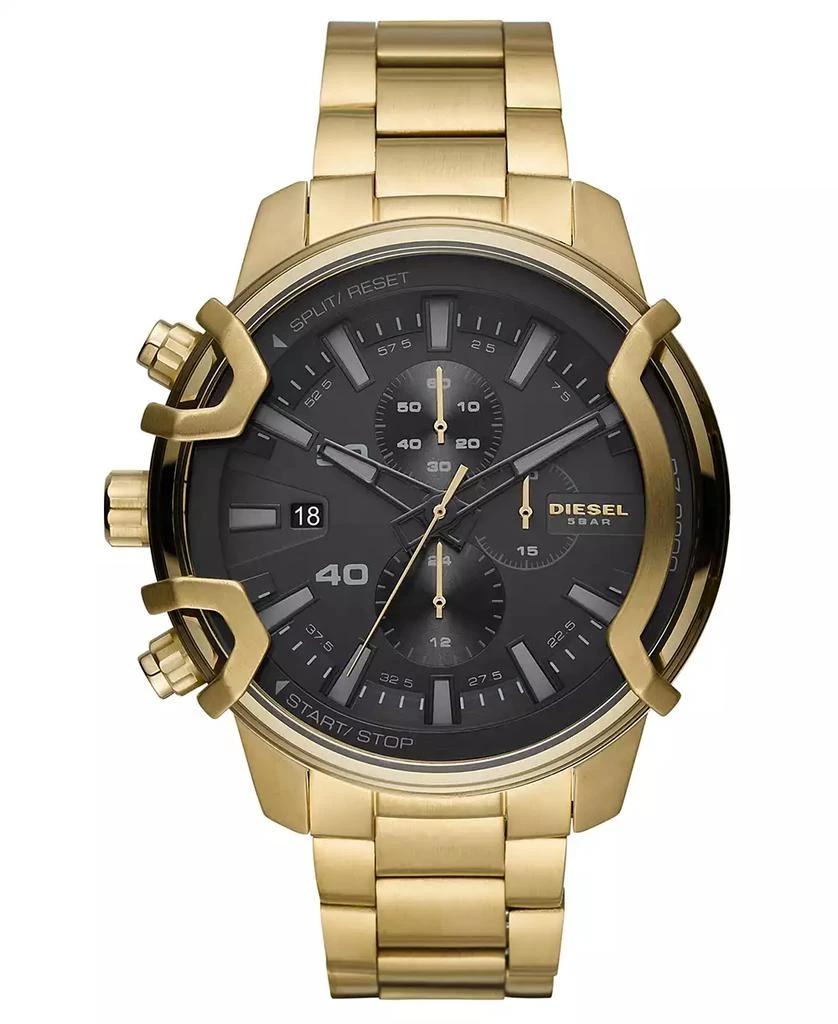 商品Diesel|Men's Chronograph Griffed Gold-Tone Stainless Steel Bracelet Watch 48mm,价格¥2010,第1张图片