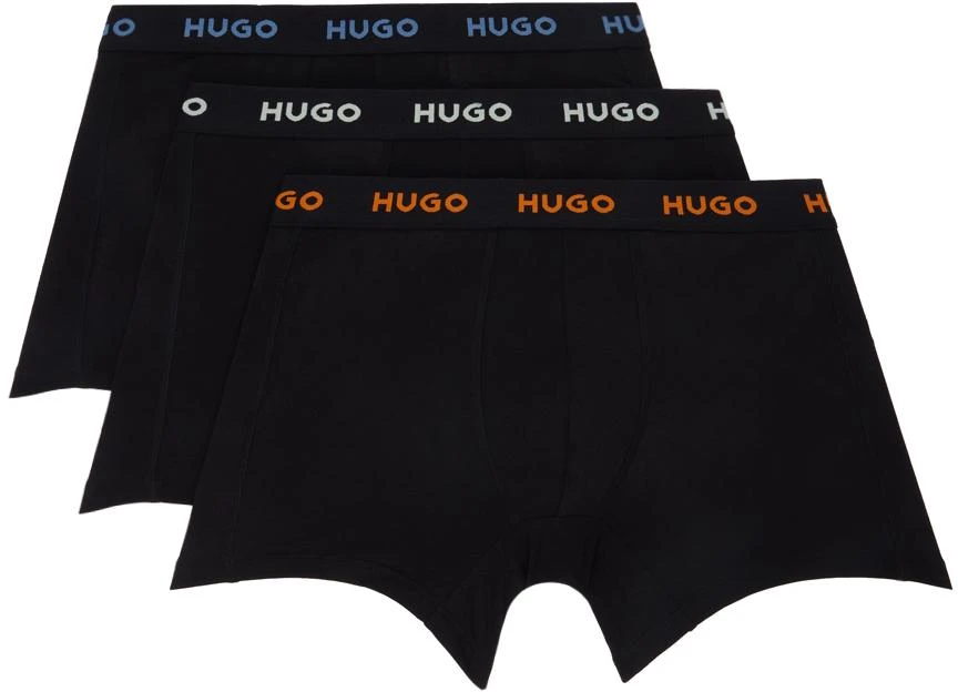 商品Hugo Boss|Three-Pack Black Jacquard-Logo Boxers,价格¥282,第1张图片