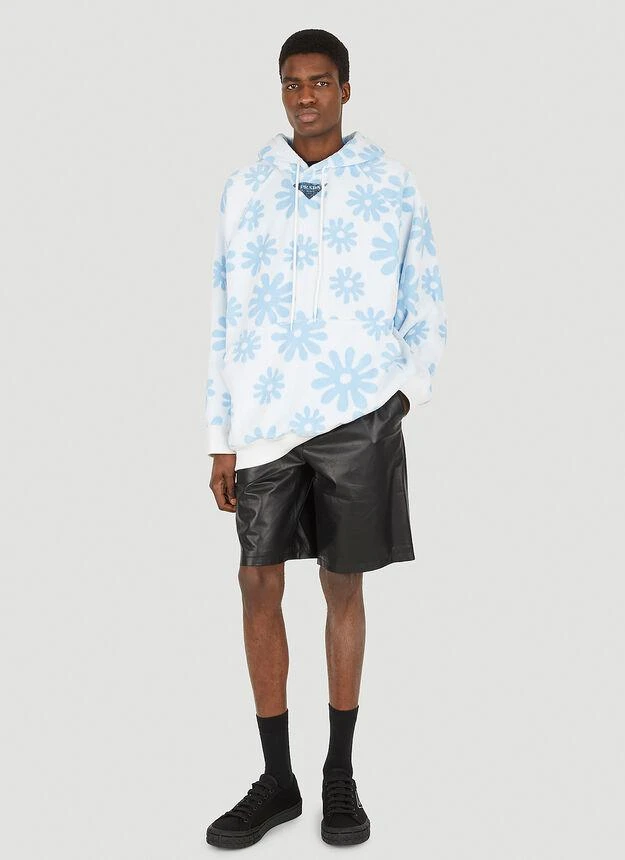 商品Prada|Floral Fleece Hooded Sweatshirt in Light Blue,价格¥8394,第2张图片详细描述