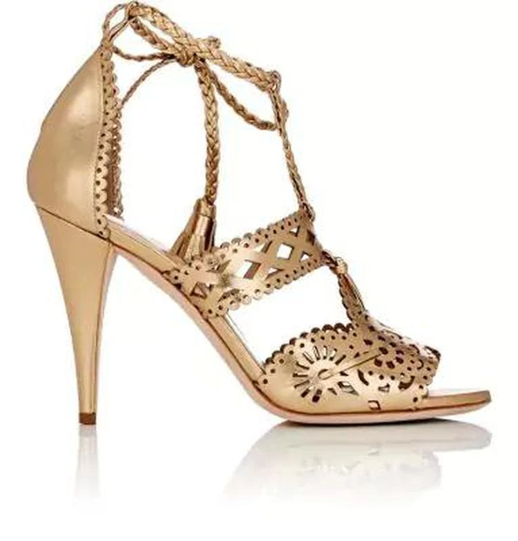 商品Alberta Ferretti|Laser-Cut Metallic Leather Sandals,价格¥3003,第1张图片