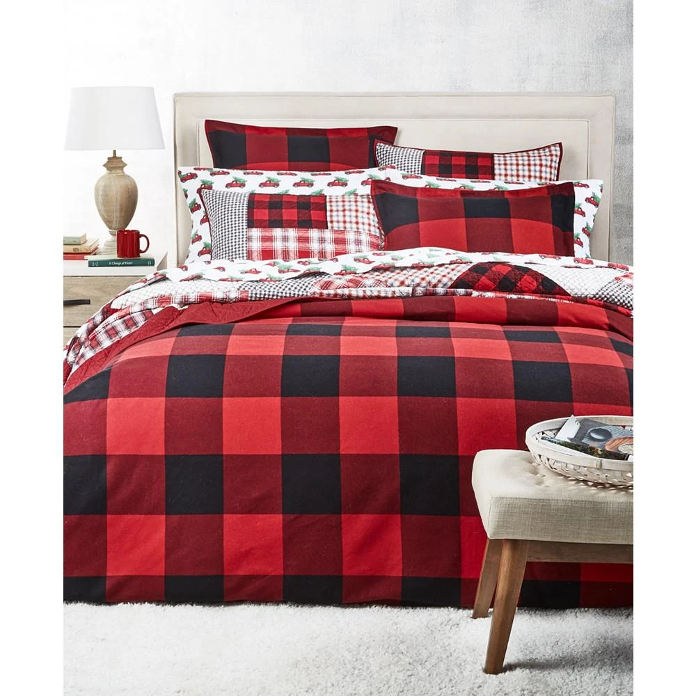 商品Martha Stewart|Buffalo Plaid Holiday Flannel Comforter, King, Created For Macy's,价格¥387,第1张图片