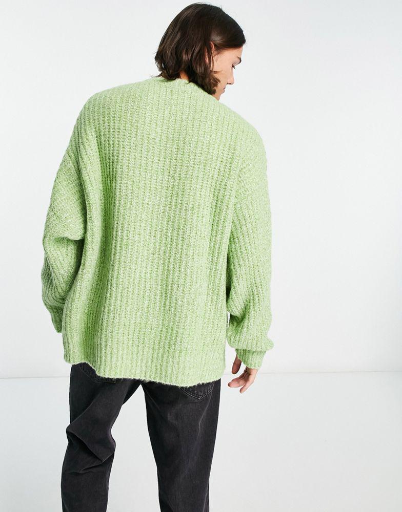 ASOS DESIGN oversized chunky knit jumper in lime green商品第2张图片规格展示