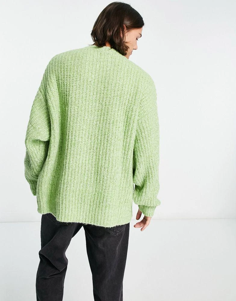 商品ASOS|ASOS DESIGN oversized chunky knit jumper in lime green,价格¥179,第2张图片详细描述