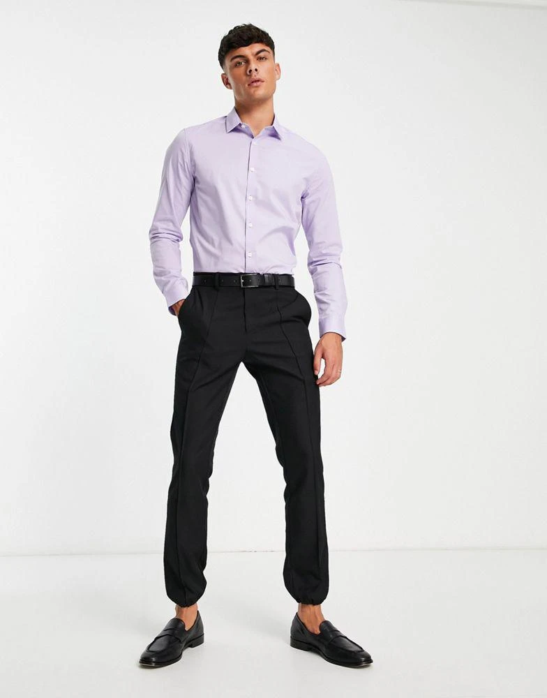 商品ASOS|ASOS DESIGN stretch slim fit work shirt in lilac,价格¥177,第4张图片详细描述