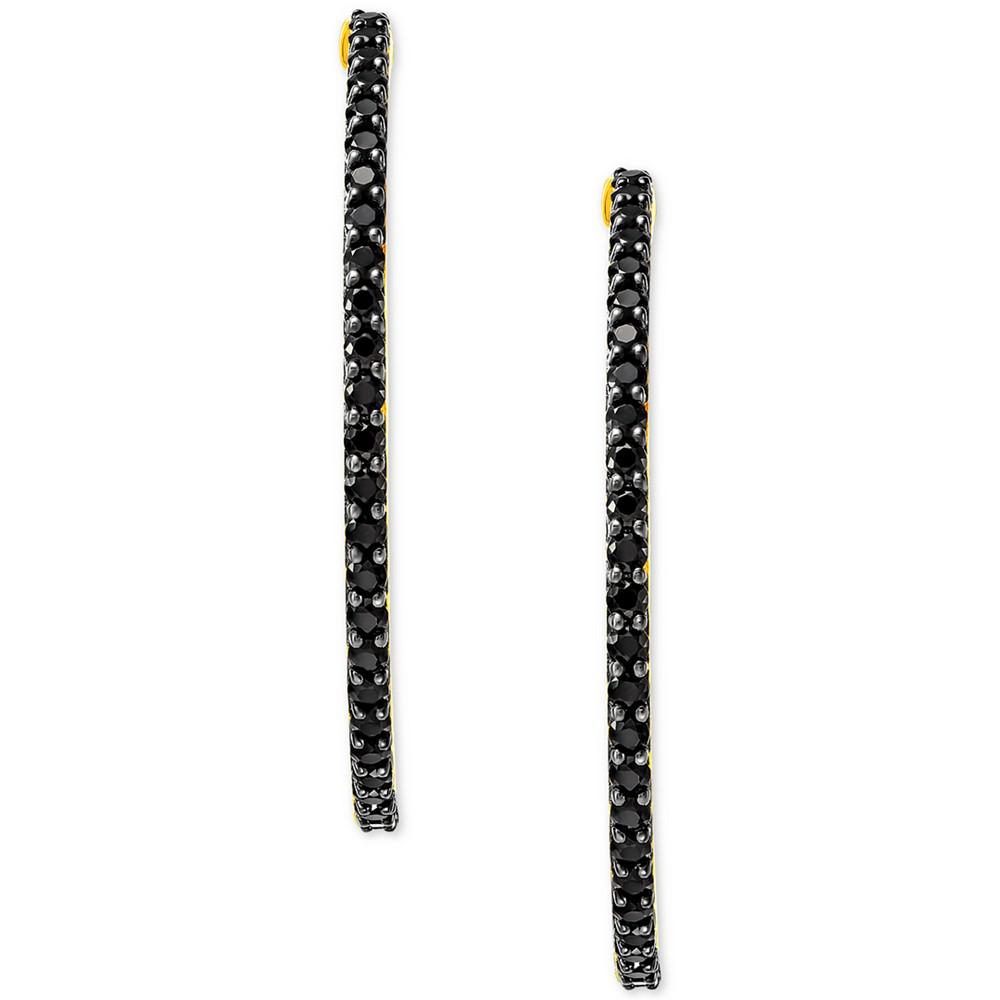 Onyx Medium Hoop Earrings in 14k Gold-Plated Sterling Silver, 1.5"商品第3张图片规格展示