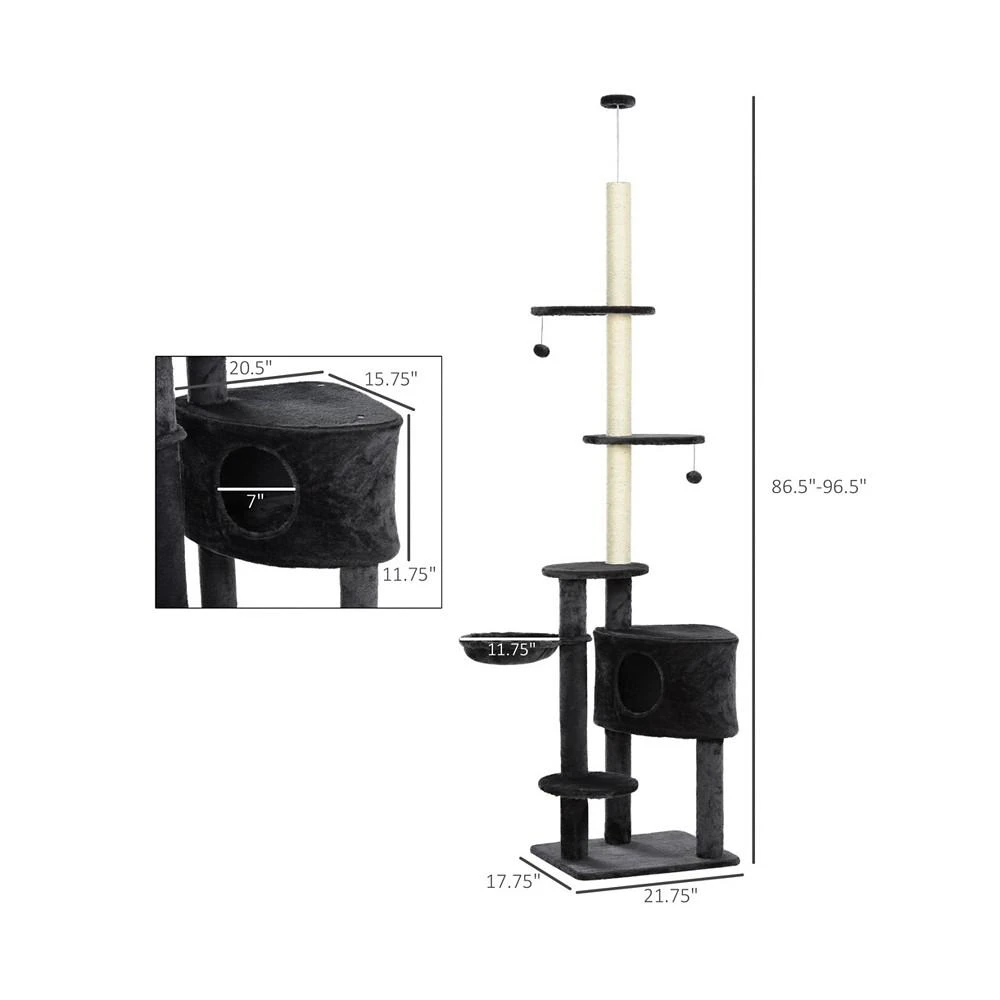 商品PawHut|Cat Tree Stand House Hammock Pet Kitten Activity Tower Play 5-Tier,价格¥739,第2张图片详细描述