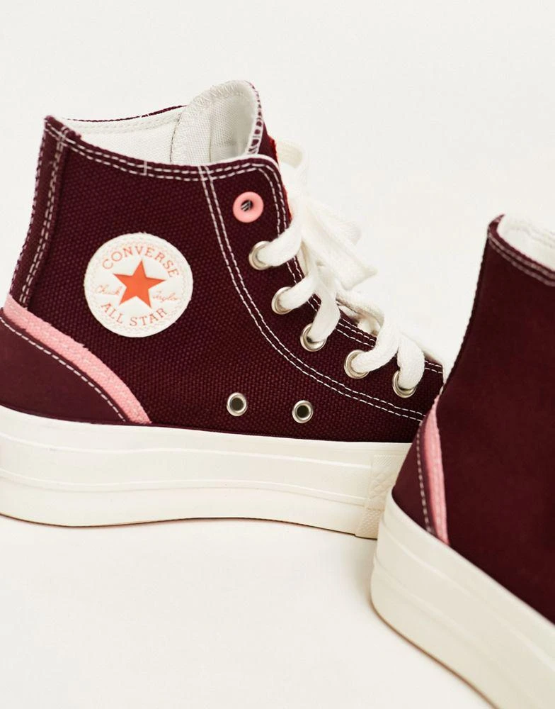商品Converse|Converse Chuck Taylor All Star lift Hi trainers in deep burgundy,价格¥504,第3张图片详细描述