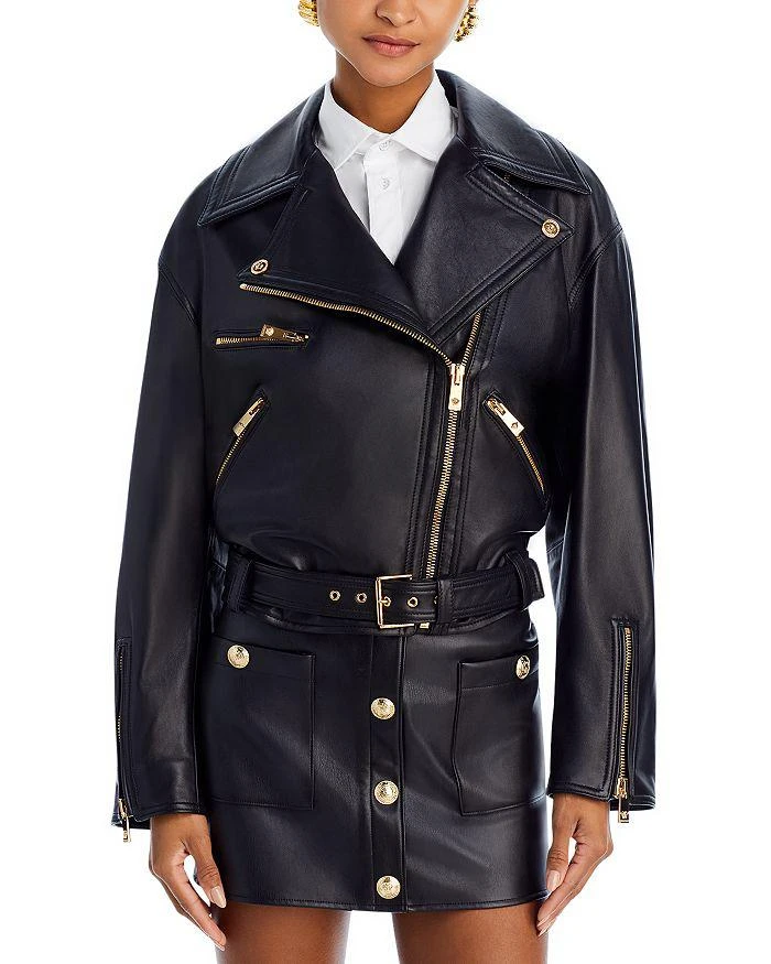 商品Versace|Plonge Leather Moto Jacket,价格¥20160,第3张图片详细描述