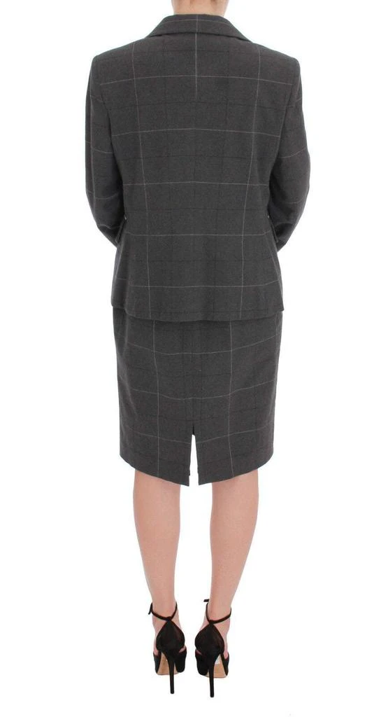 商品BENCIVENGA|BENCIVENGA Gray Checkered Cotton Blazer Dress Set Suit,价格¥4984,第4张图片详细描述