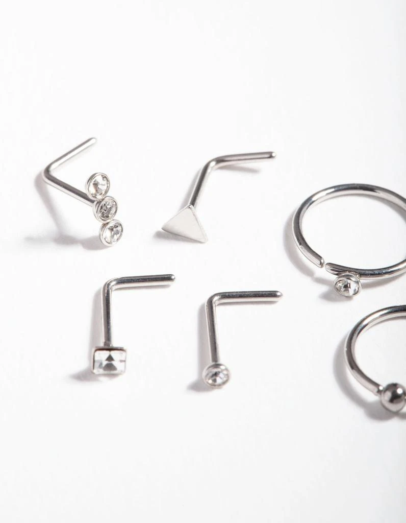 商品Lovisa|Rhodium Surgical Steel Geometric Diamante Nose Ring 6 Pack,价格¥136,第2张图片详细描述