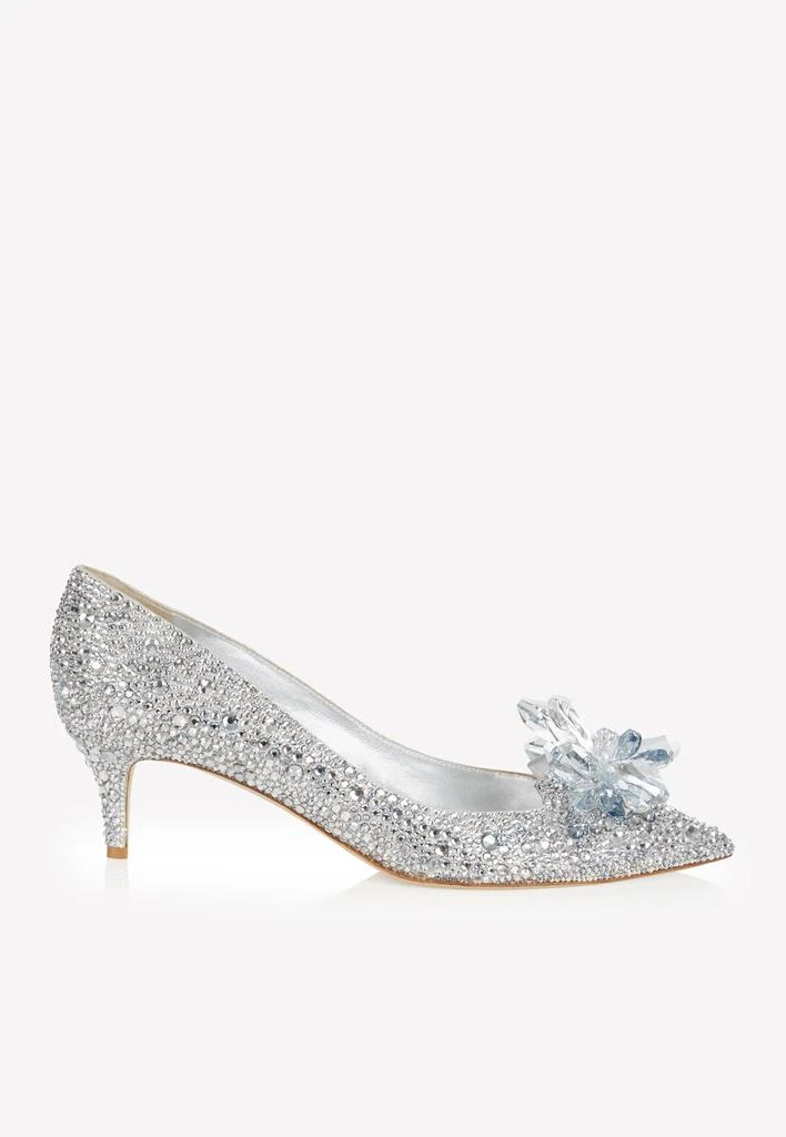 商品Jimmy Choo|Allure 50 Crystal-Embellished Kitten Pumps with Crystal Brooch,价格¥34257,第3张图片详细描述