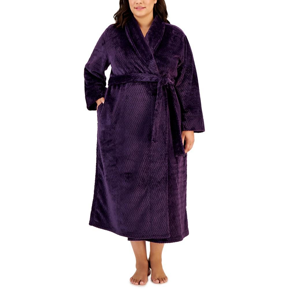 Plus Size Plush Zig Zag Wrap Robe, Created for Macy's商品第1张图片规格展示