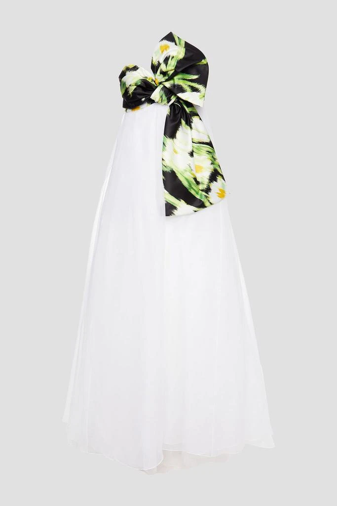 商品Carolina Herrera|Strapless knotted duchesse satin-paneled silk-organza gown,价格¥7784,第3张图片详细描述