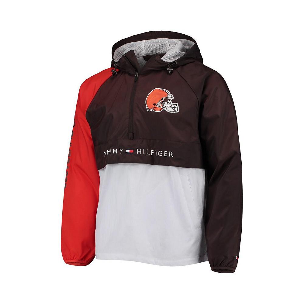 Men's Brown, Orange Cleveland Browns Raglan Half-Zip Pullover Top商品第3张图片规格展示