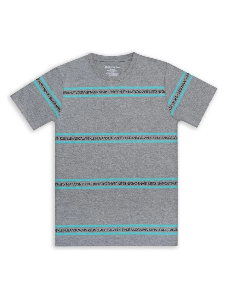 商品Calvin Klein|Boy's 2-Way Logo Striped Cotton Blend Tee,价格¥48,第1张图片