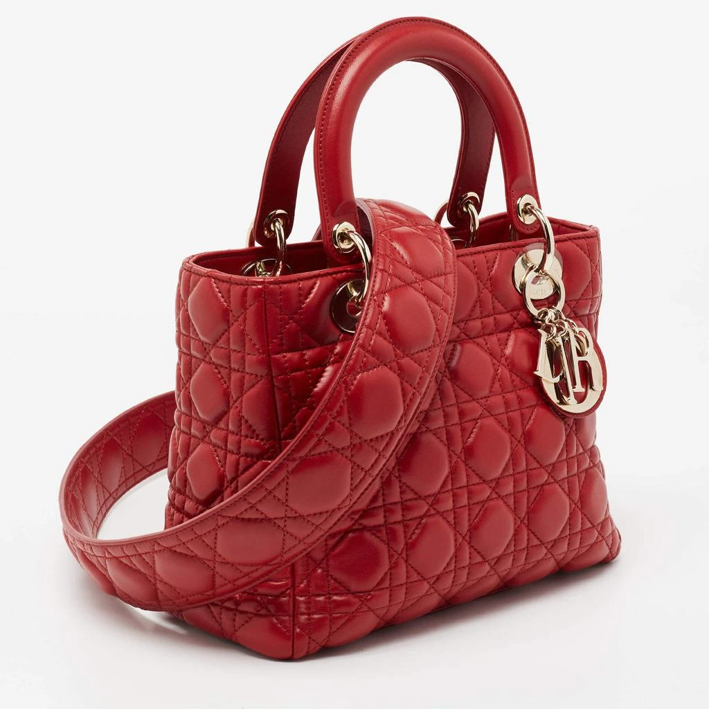 商品[二手商品] Dior|Dior Red Cannage Leather Medium Lady Dior Tote,价格¥16192,第3张图片详细描述