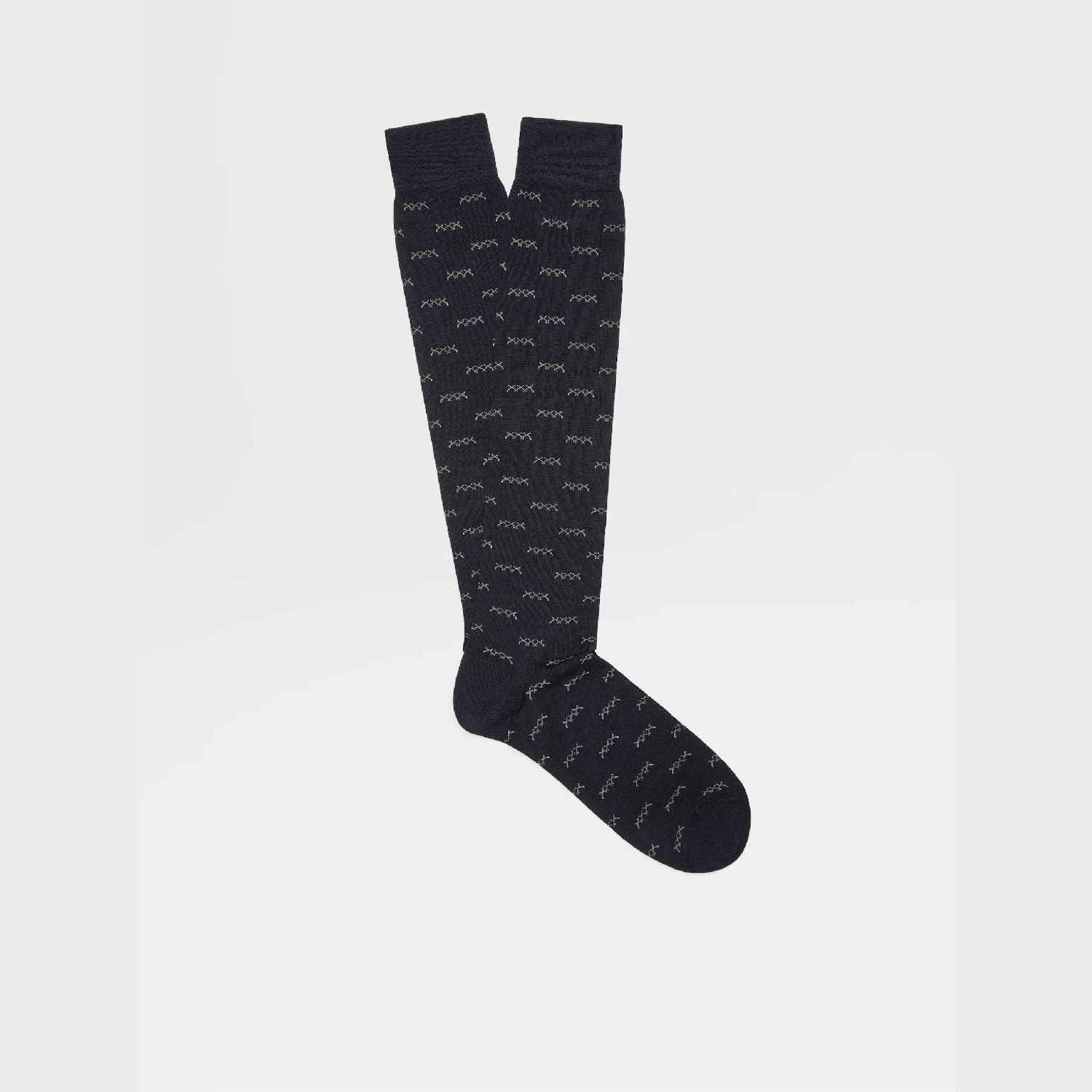 包邮包税【预售7天发货】 ZEGNA杰尼亚 23秋冬 男士 袜子 Navy Blue Iconic Triple X Mid Calf Socks N5V40-525-409 商品