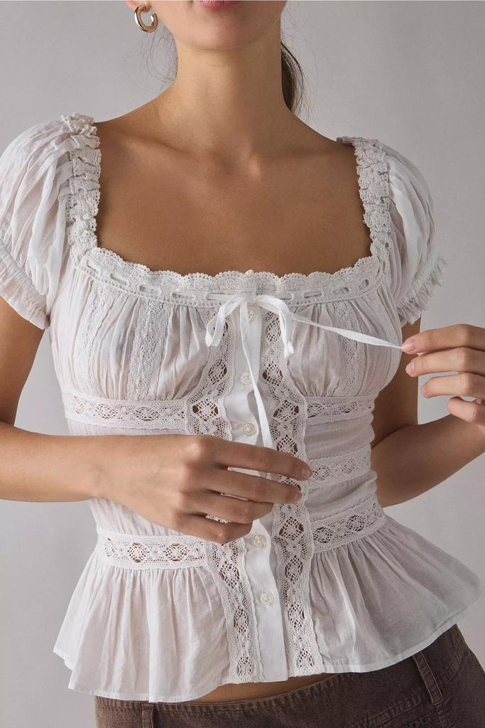 今季ロージーモンスター☆trimming puff blouse パフスリーブ ALICE + OLIVIA Rosie Embroidered Puff-Sleeve Shirt | Neiman Marcus