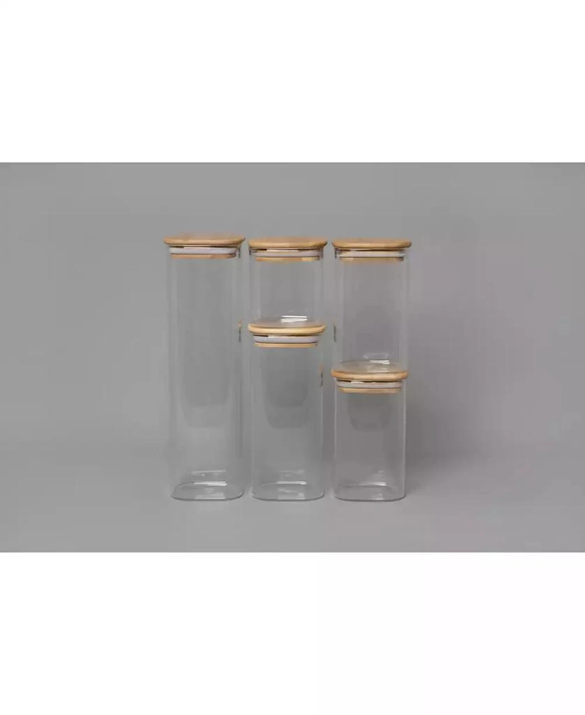 商品Genicook|5 Pc Glass Food Storage Jars, Borosilicate Glass Canister Set with Bamboo,价格¥277,第2张图片详细描述