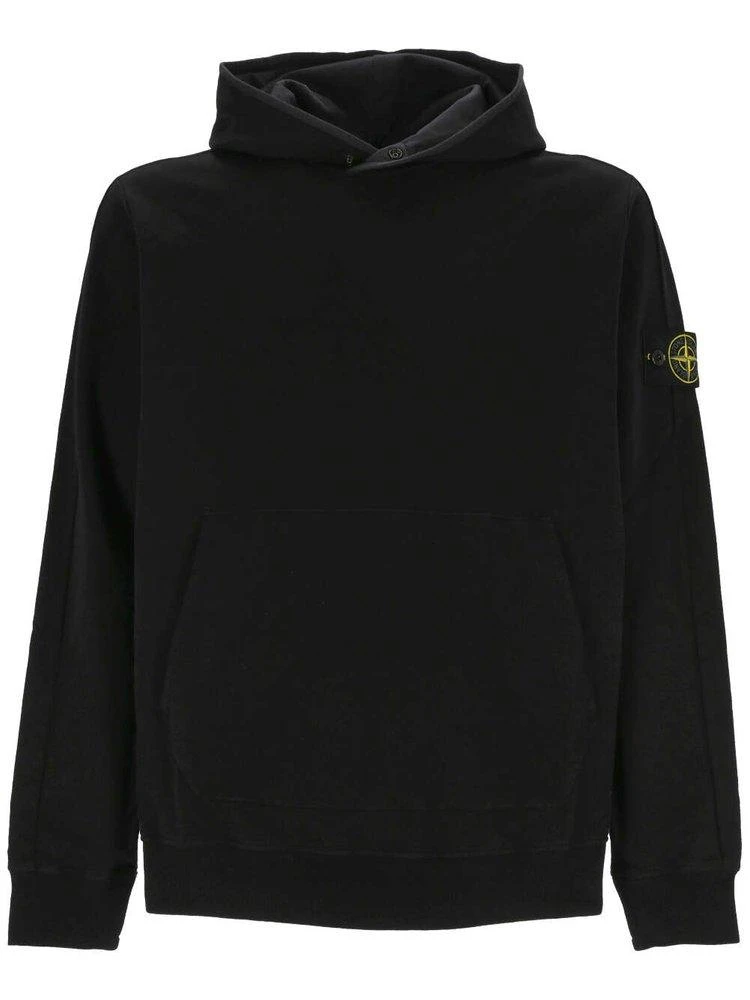 商品Stone Island|Stone Island Logo-Patch Long-Sleeved Hoodie,价格¥2342,第1张图片