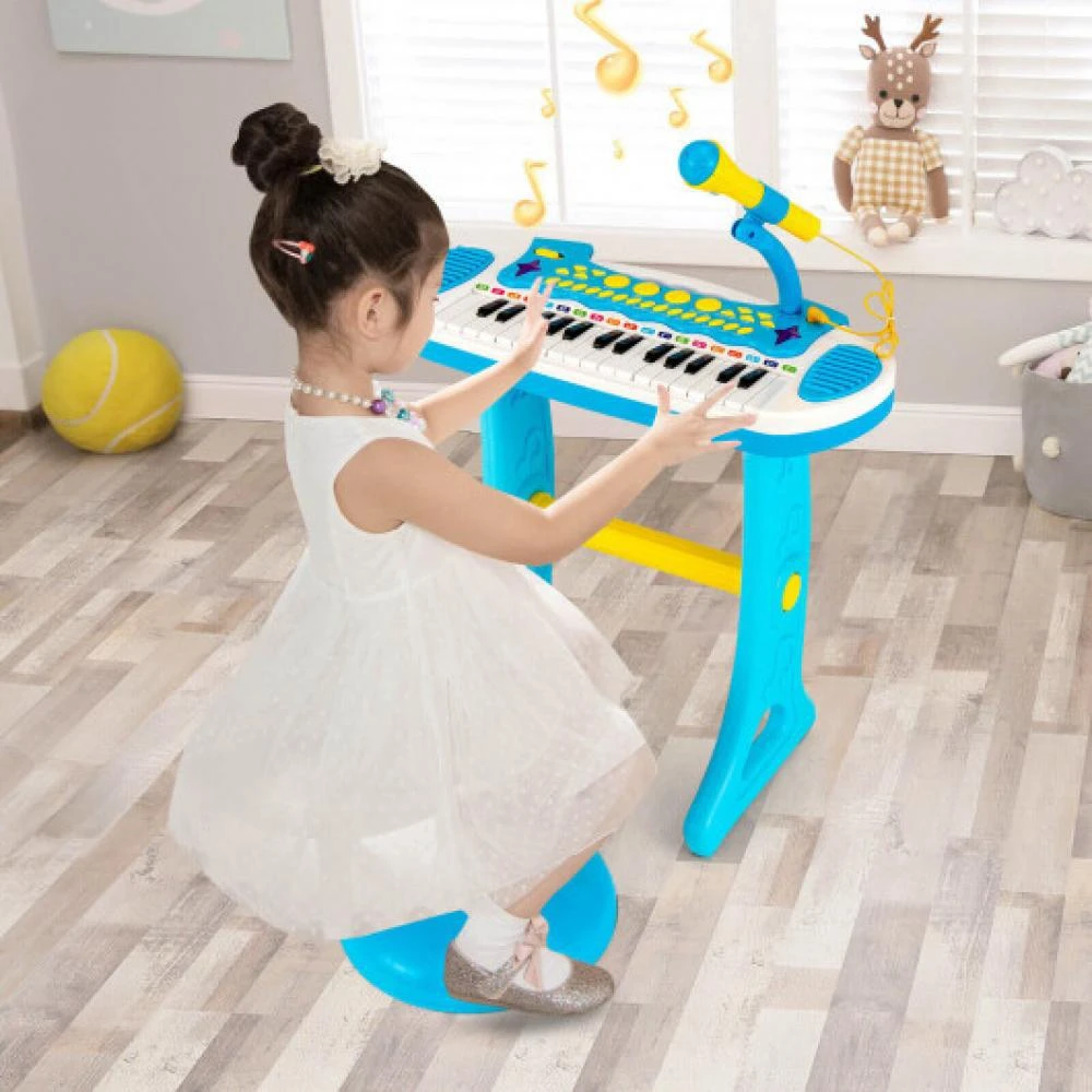 商品Hivvago|31-Key Kids Piano Keyboard Toy with Microphone and Multiple Sounds for Age 3+-Blue,价格¥475,第2张图片详细描述