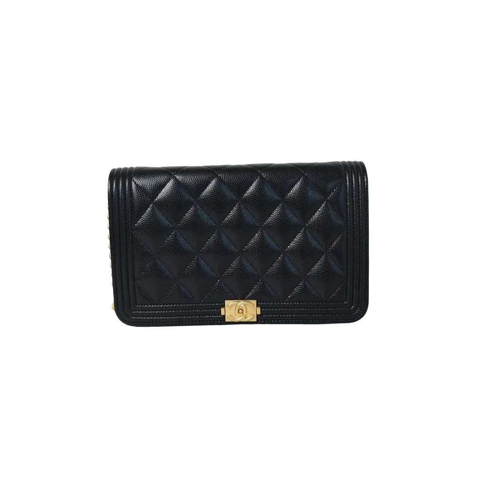 商品Chanel|Chanel Boy Wallet On Chain Gold Black,价格¥30512,第1张图片