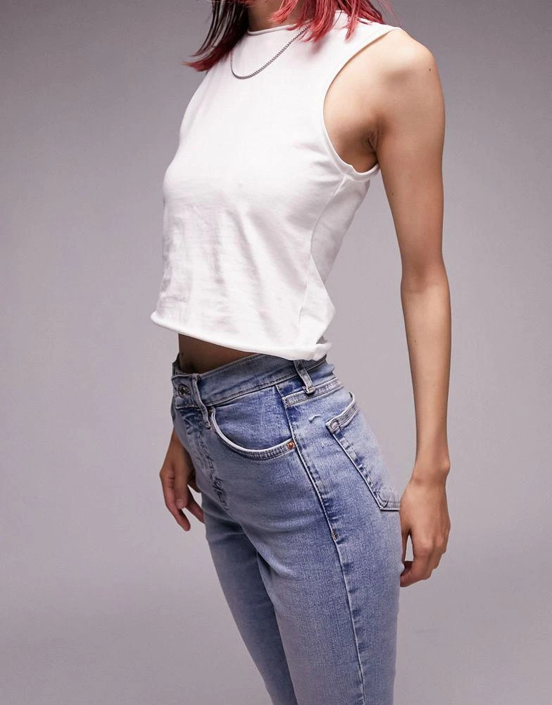 商品Topshop|Topshop Petite high rise Jamie jeans in bleach,价格¥158,第4张图片详细描述