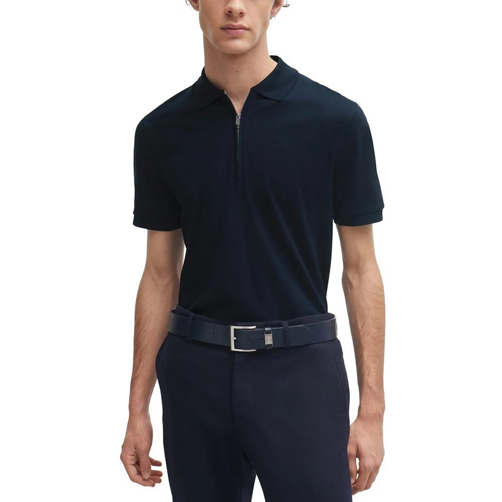 商品Hugo Boss|Men's Zip Placket Slim-Fit Polo Shirt,价格¥767,第1张图片