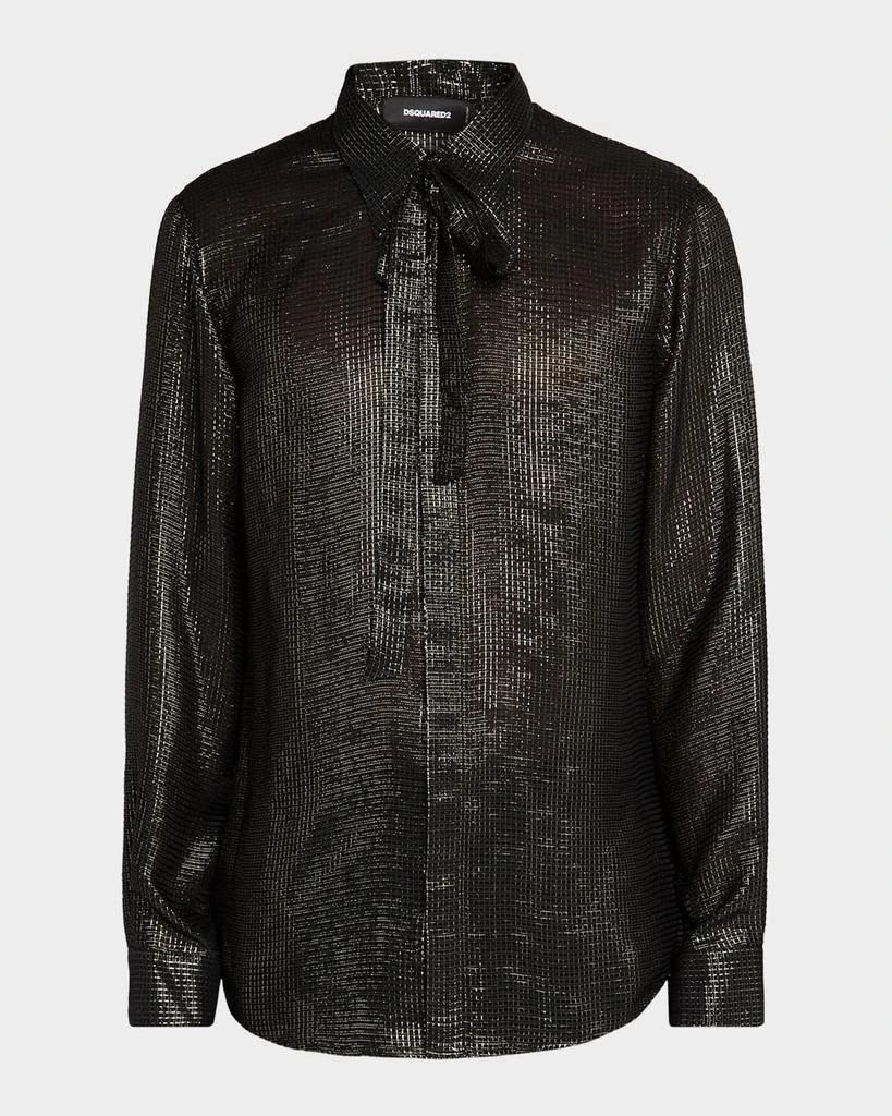 商品DSQUARED2|Men's Sparkling Tie-Neck Shirt,价格¥7472,第1张图片详细描述