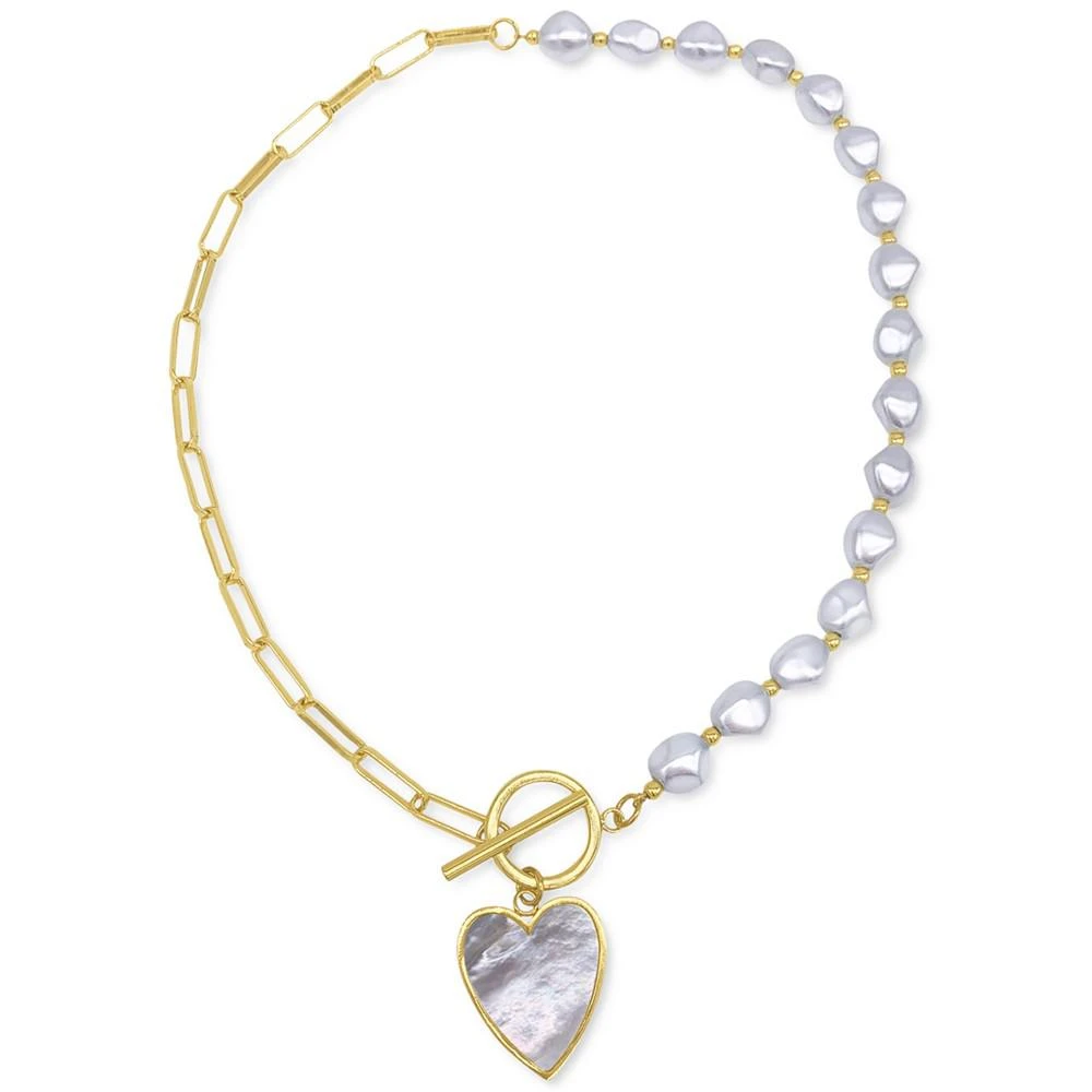 商品ADORNIA|Imitation Pearl and Chain Heart Toggle Necklace,价格¥180,第5张图片详细描述