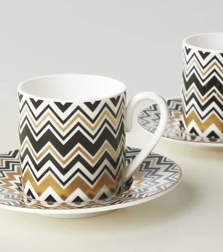 商品Missoni|Zig Zag Gold set of 2 espresso cups and saucers,价格¥2487,第3张图片详细描述