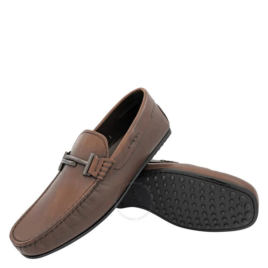 商品Tod's|Tods Men's Cocoa Double T Brown Leather Loafers, Brand Size 6 ( US Size 7 ),价格¥2377,第2张图片详细描述