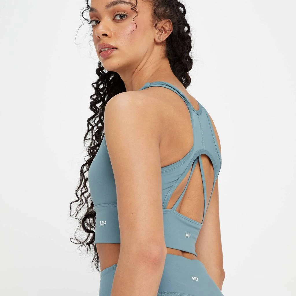 商品Myprotein|MP Women's Power Longline Sports Bra - Pebble Blue,价格¥109,第3张图片详细描述