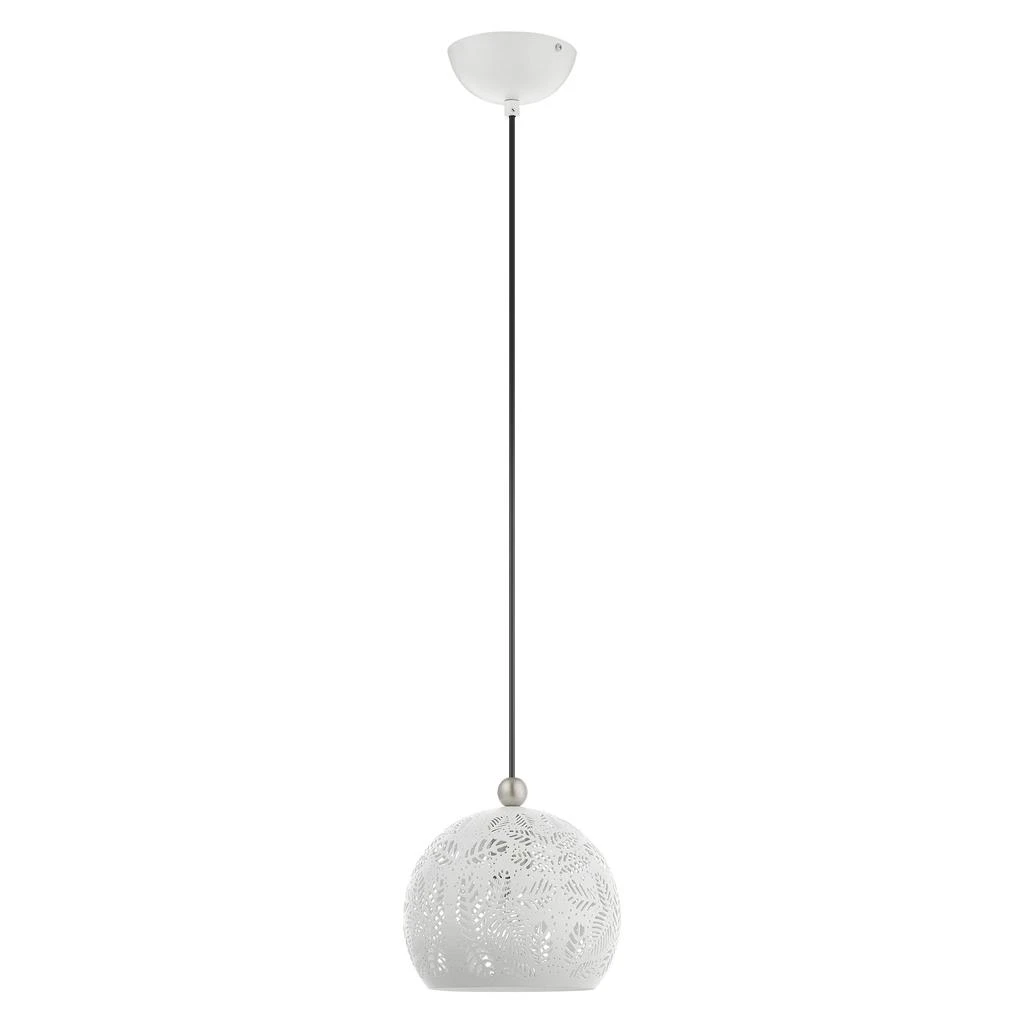 商品Livex Lighting|One Light White with Brushed Nickel Accents Pendant,价格¥1337,第2张图片详细描述