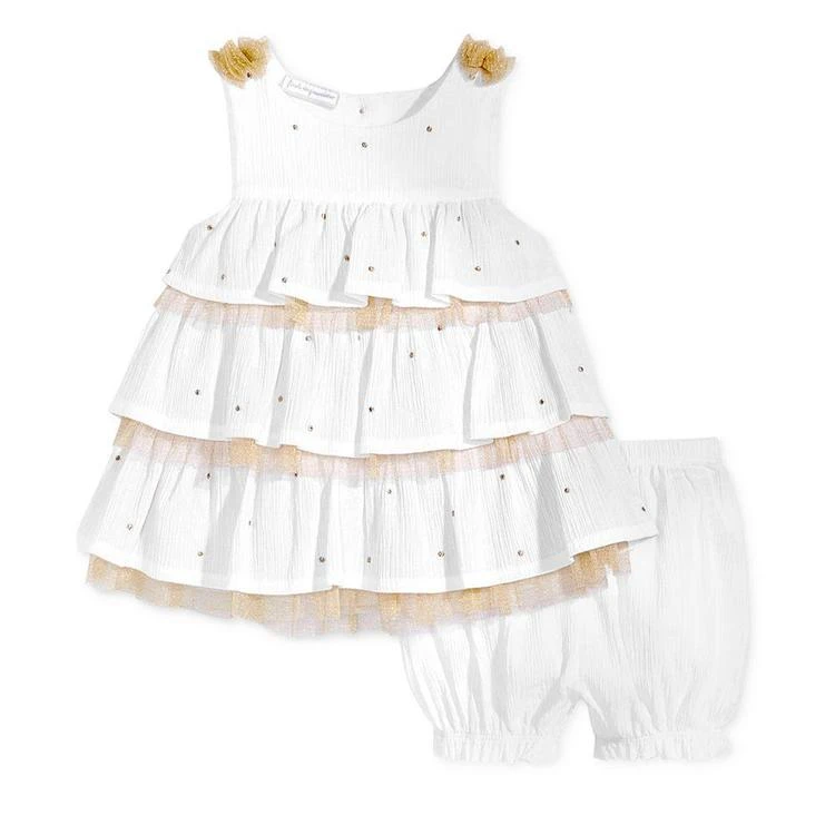 商品First Impressions|2-Pc. Tiered Tunic & Bloomer Shorts Set, Baby Girls (0-24 months), Created for Macy's,价格¥72,第2张图片详细描述