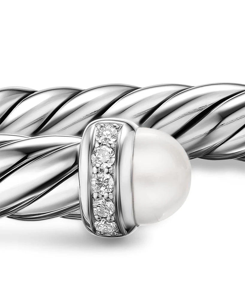 Cable Flex® Bracelet in Sterling Silver with Pearls and Diamonds, 6mm 商品