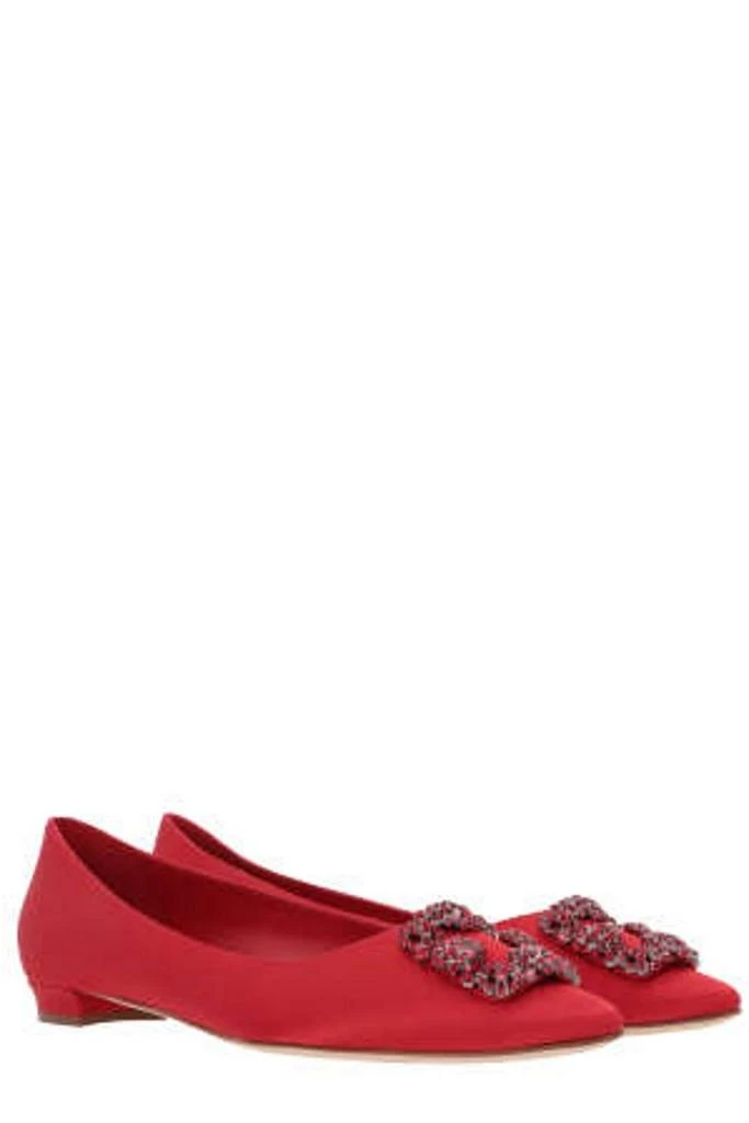 商品Manolo Blahnik|Manolo Blahnik Hangisi Buckle Embellished Flat Shoes,价格¥5570,第2张图片详细描述