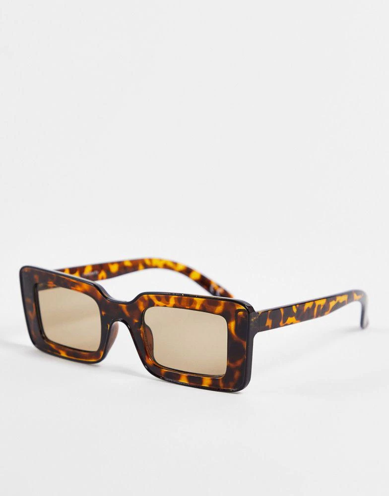 商品ASOS|ASOS DESIGN frame tramline mid square sunglasses in tort - BROWN,价格¥45,第1张图片