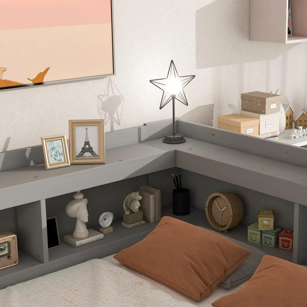 商品Simplie Fun|Full Bed with L-shaped Bookcases,价格¥7242,第4张图片详细描述