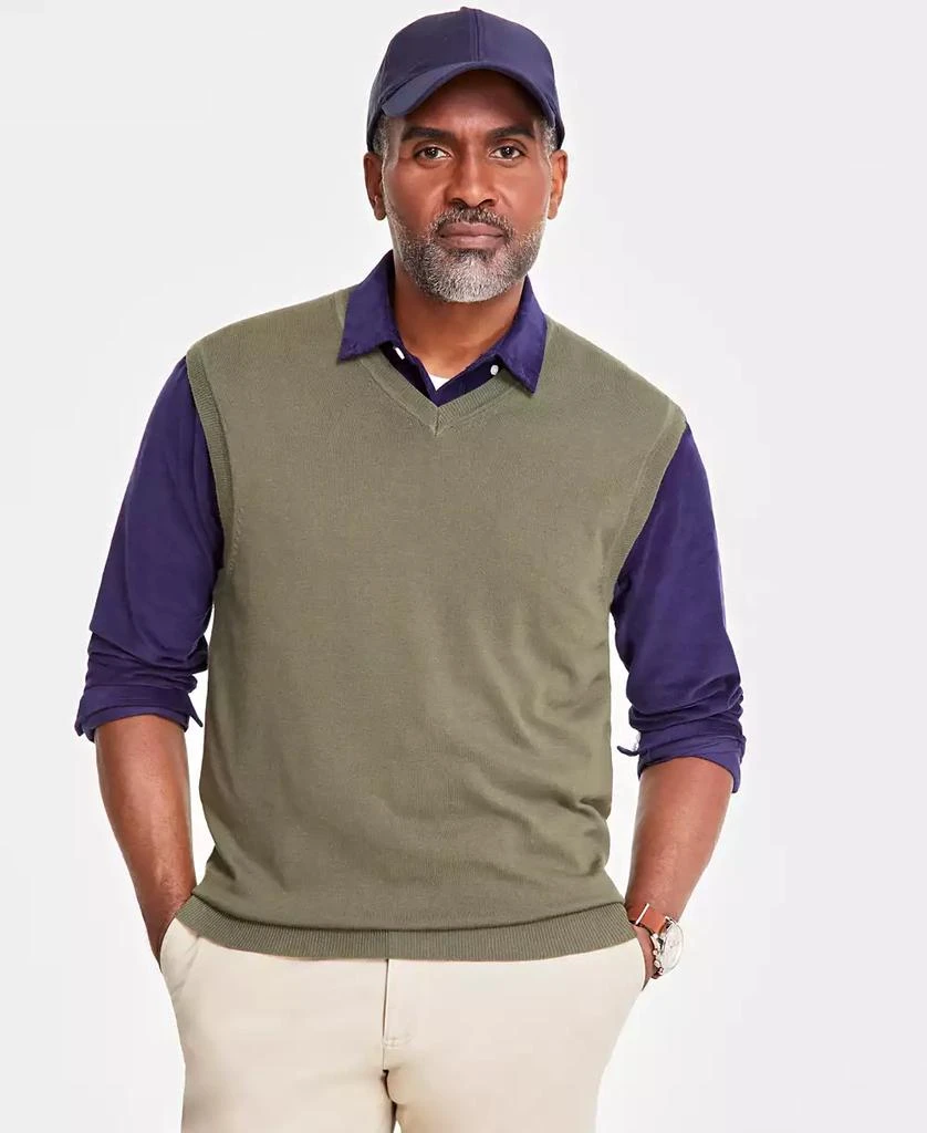 商品Club Room|Men's Solid V-Neck Sweater Vest, Created for Macy's,价格¥144,第1张图片