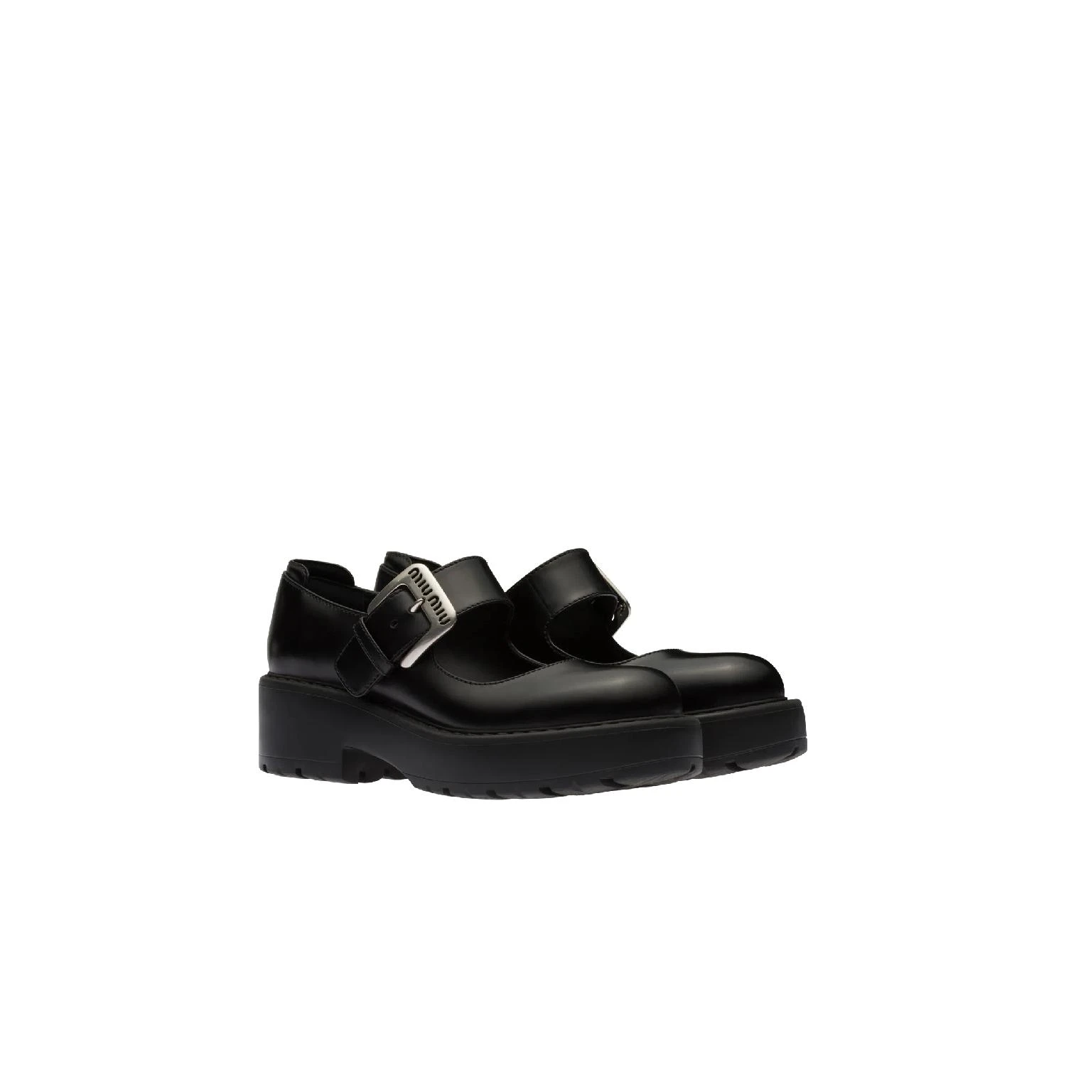 商品Miu Miu|【预售】 缪缪 24秋冬 女士 厚底鞋 Ballerines en cuir 5F786D_B4L_F0002_F_DX55,价格¥7499,第1张图片