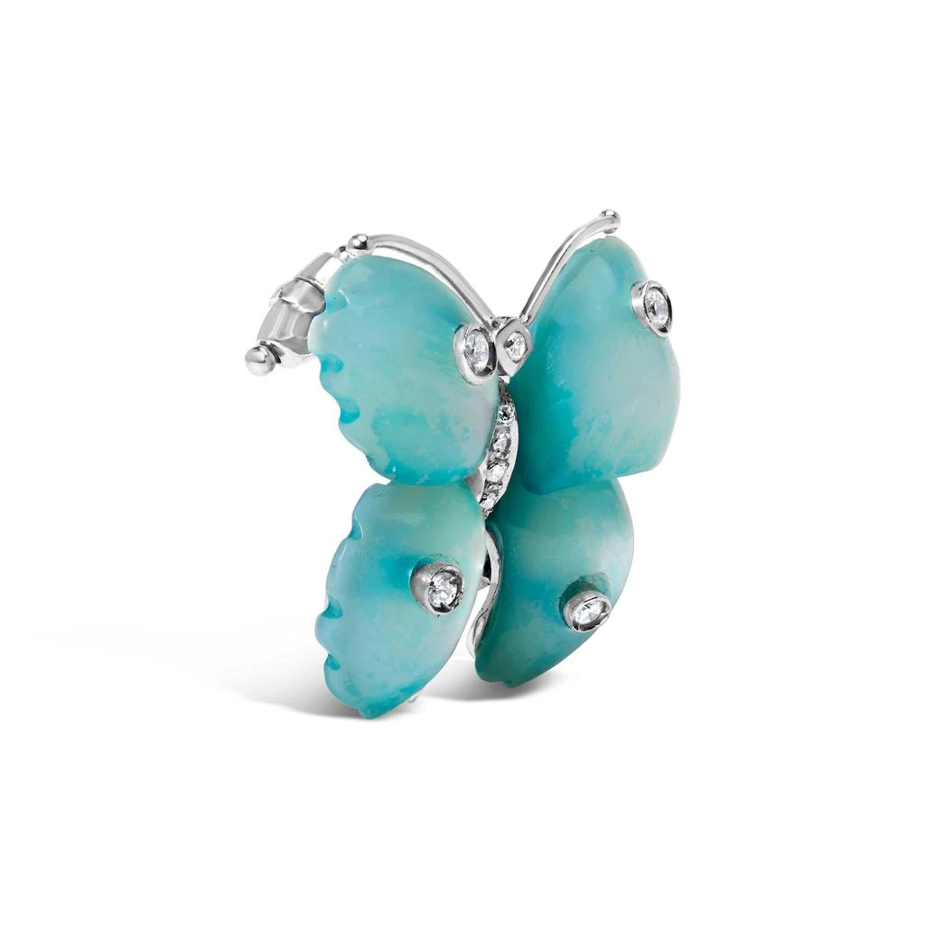 商品Haus of Brilliance|18K White Gold Blue Mother of Pearl and Diamond Accent Butterfly Pin Brooch,价格¥17001,第2张图片详细描述
